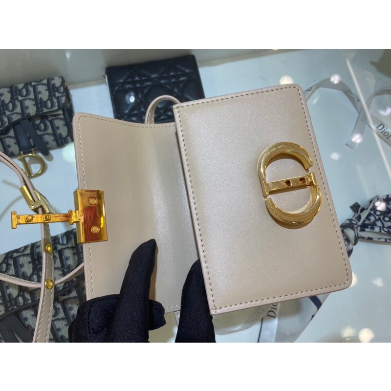 Túi đeo chéo nữ màu trơn sành điệu da thật chữ CD Dior Montaigne cao cấp