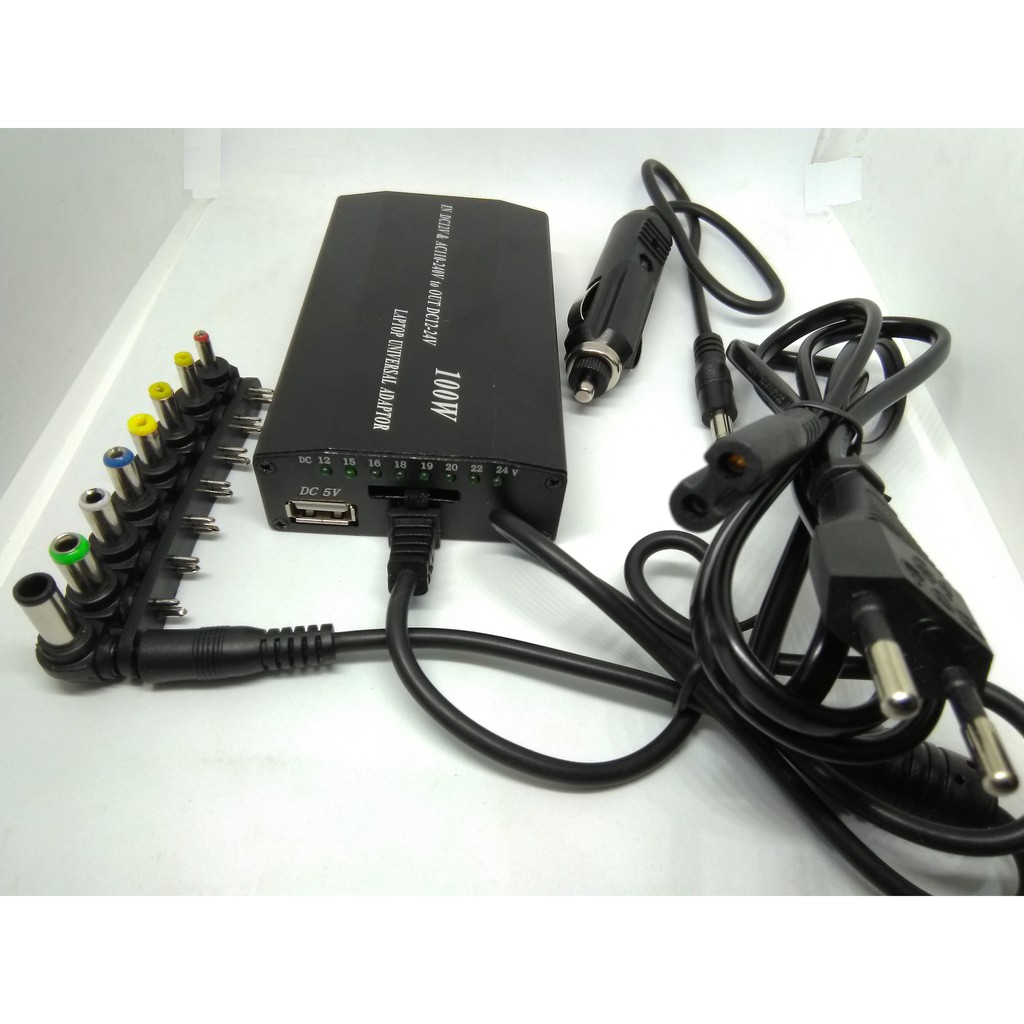 Adapter-Sạc laptop đa năng có nút gạt điều chỉnh điện áp(cắm nguồn 12V/110-240V)(tặng dây kẹp cá sấu=> nguồn tẩu thuốc)