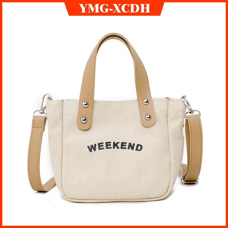 Túi Đeo Chéo Vai Bằng Vải Canvas In Chữ Thời Trang Dành Cho Nữ 6011381