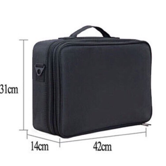 Cốp túi vải trang điểm 42cm sẵn đen + hồng