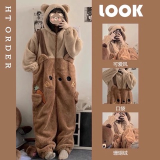 ORDER_ Bộ Ngủ Bông Gấu Thỏ Liền Người Năng Động