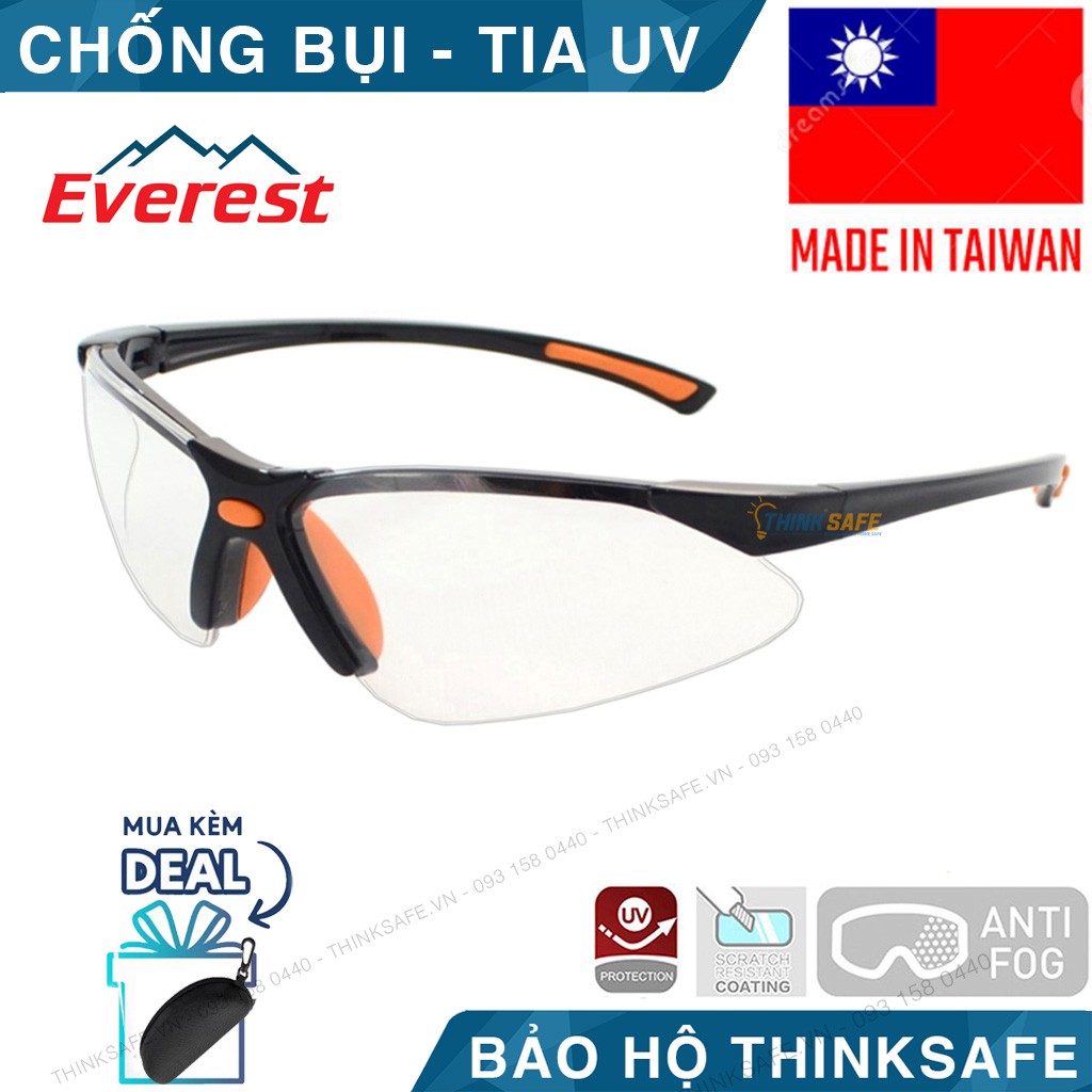 Kính bảo hộ chống giọt bắn phòng dịch Everest EV301 chống trầy xước, chống tia UV, chống đọng sương-Bảo Hộ Thinksafe