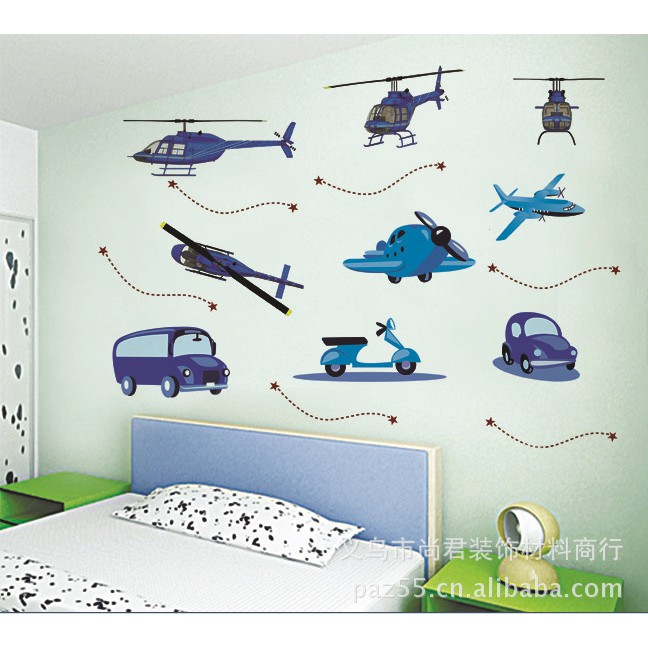 Decal trang trí tường Phương Tiện Giao Thông Xanh