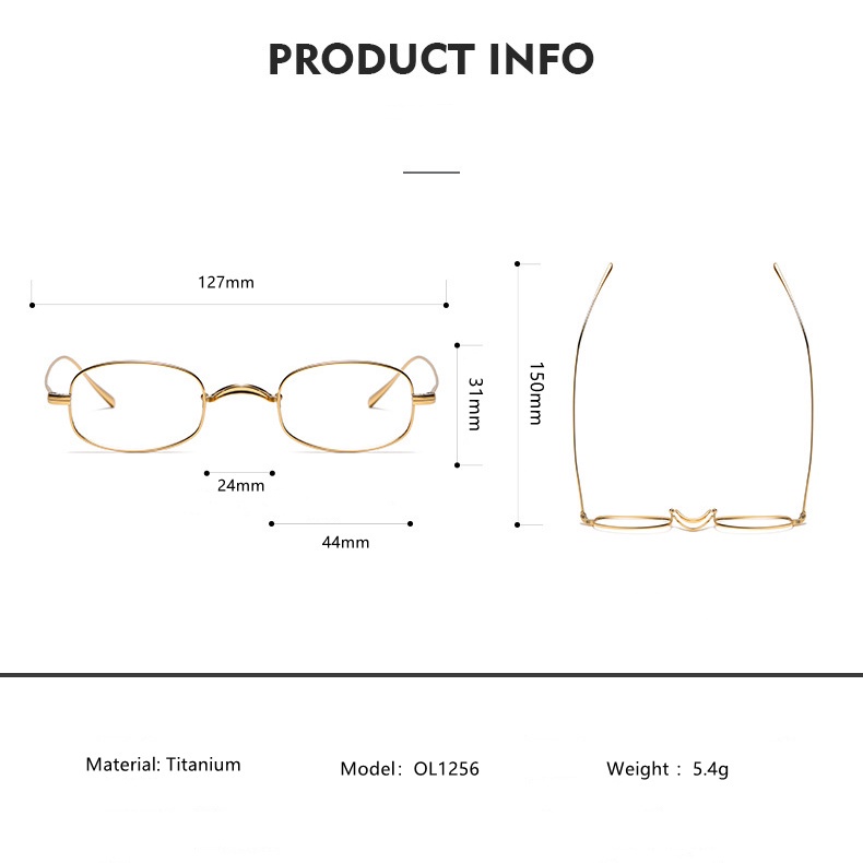 Mắt Kính Gọng Oval Nhỏ Siêu Nhẹ Phong Cách Retro Nhật Bản 5g OV1256T