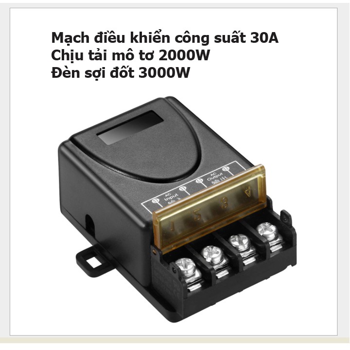 Công tắc điều khiển từ xa công suất lớn 100m/4000W/220V cho máy bơm nước, máy rửa xe