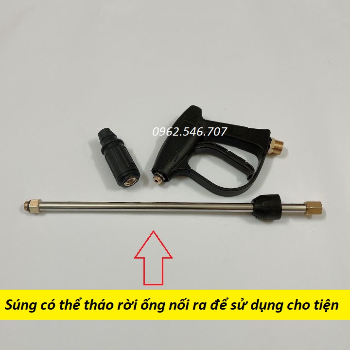 Súng rửa xe áp lực cao ren ngoài 22mm Và 14mm kèm ông nối inox dài 38cm