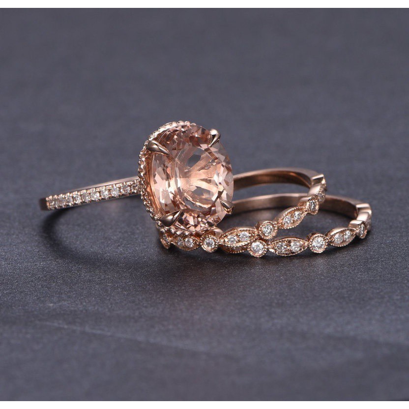 Nhẫn Mạ Vàng Hồng 18k Đính Đá Topaz