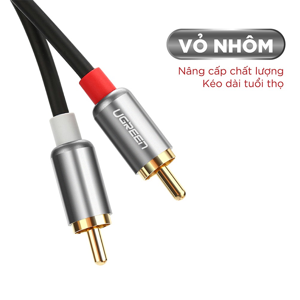 Cáp Audio 2 đầu RCA (hoa sen) chính hãng UGREEN AV104 (Đen)