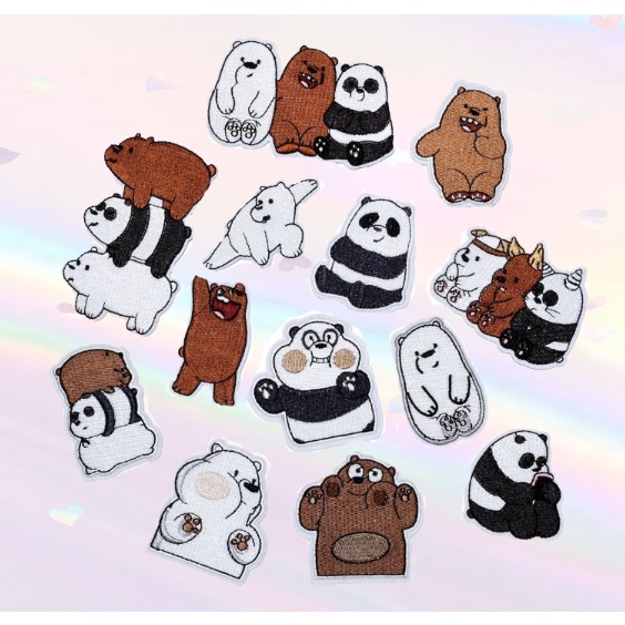 Sticker patch vải ủi thêu hình anh em nhà ba gấu cute