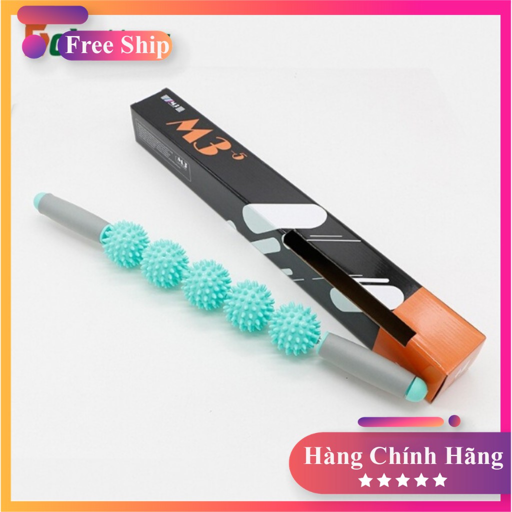 [CÓ VIDEO - ẢNH THẬT] Thanh Lăn Massage Cơ Bắp 5 Bóng Roller Stick Tập Gym Yoga 1906-5