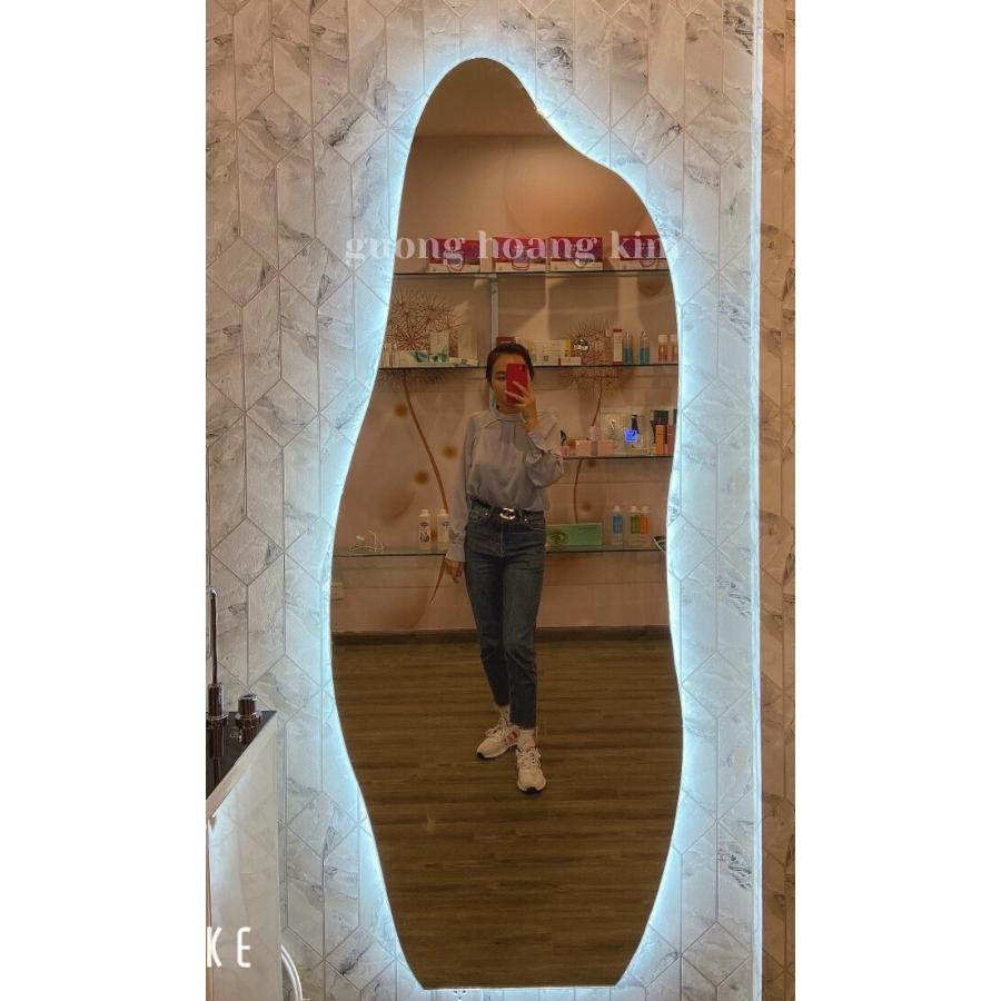 Gương soi toàn thân hình hạt đậu, gương decor dựa tường và treo tường size to kèm phụ kiện treo tường HK-5008