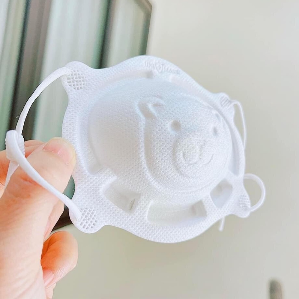 Set 3 khẩu trang trẻ em hình Gấu 3D Uni Mask | Khẩu trang kháng khuẩn, chống bụi mịn cho bé theo tiêu chuẩn Nhật Bản