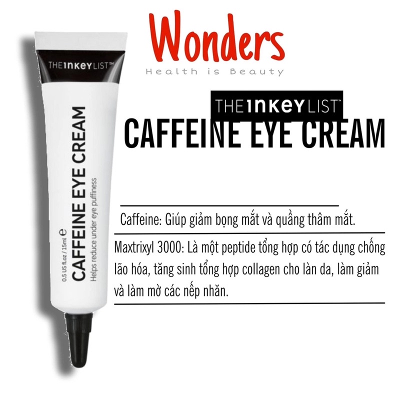 Kem mắt Caffeine eye cream The Inkey List giảm quầng thâm, hỗ trợ giảm nếp nhăn và chống lão hoá cho da mắt