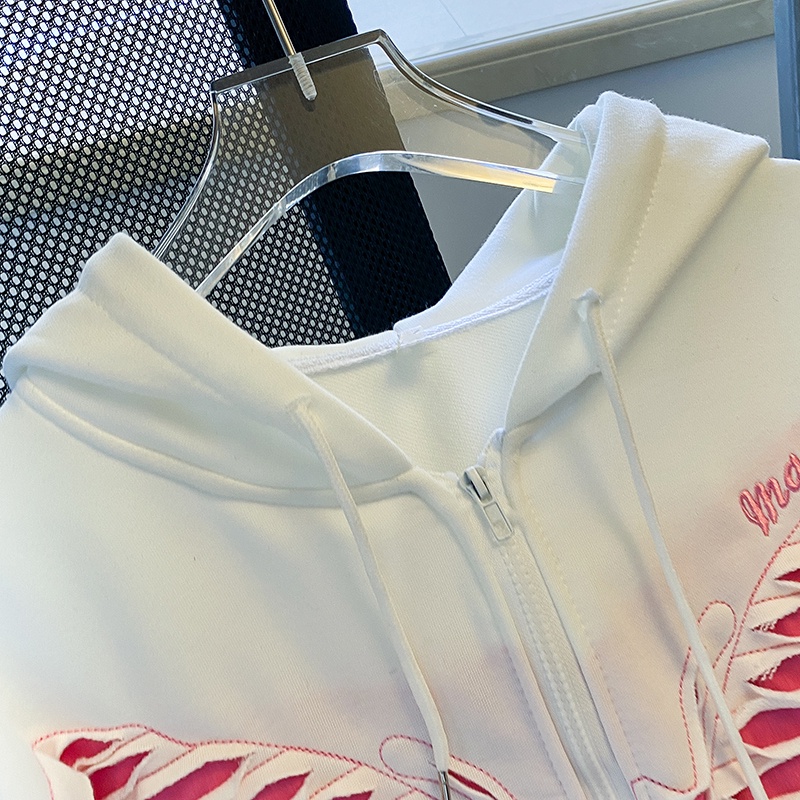 Áo khoác ZHELIHANGFEI có mũ trùm đầu họa tiết bướm phối khóa kéo thời trang dành cho nữ