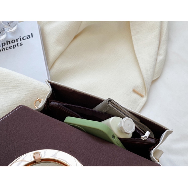 IELGY Túi Đeo Vai Hình Vuông Cỡ Nhỏ Đính Ngọc Trai nhân tạo Phối Dây Xích Kiểu Hàn Quốc Thời Trang Cho Nữ