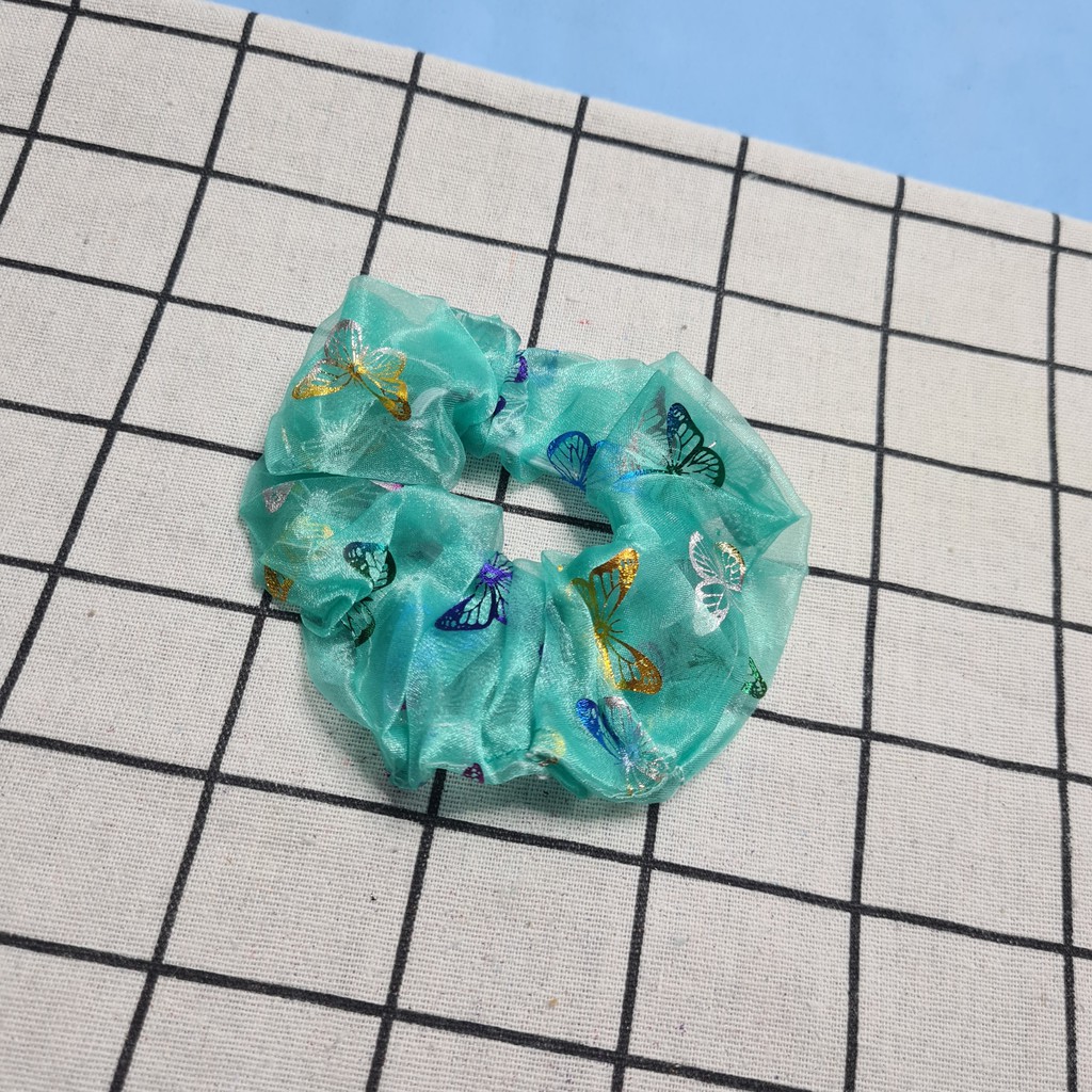 Cột tóc Vải Scrunchies Bươm Bướm