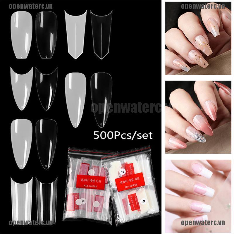 Bộ 500 Móng Tay Giả Trong Suốt Bằng Acrylic Tiện Dụng
