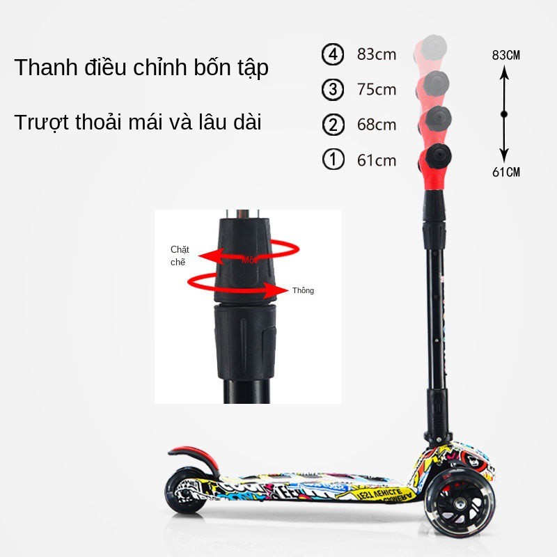 ☒Xe trượt Scooter trẻ em 1-2-3-6-5-10-12 tuổi một chân bánh rộng dành cho nam và nữ băng <