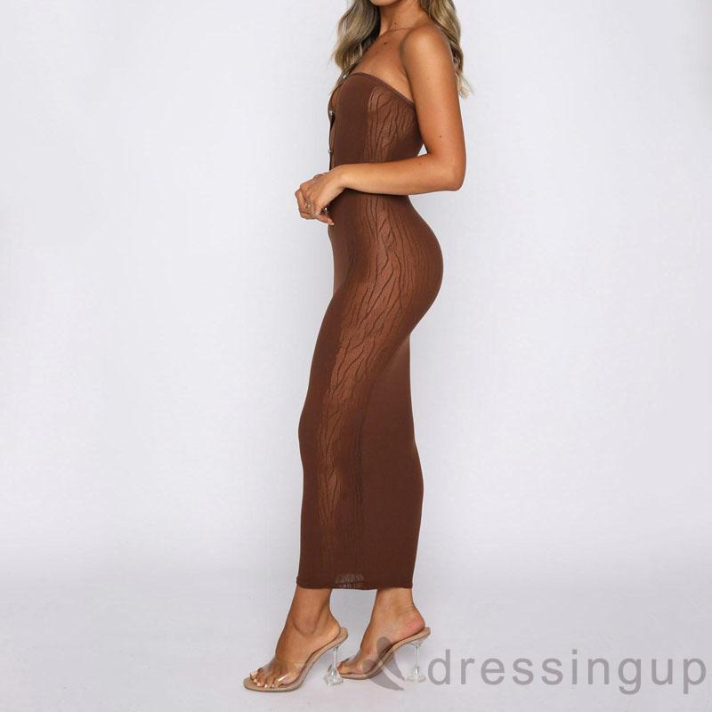 Đầm Không Tay Lưng Trần Xẻ Sâu Gợi Cảm Cho Nữ