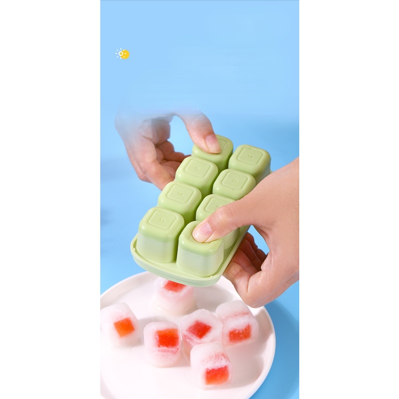Khay Làm Đá Viên Bằng silicone Có Nắp Đậy Tiện Lợi Dành Cho Gia Đình
