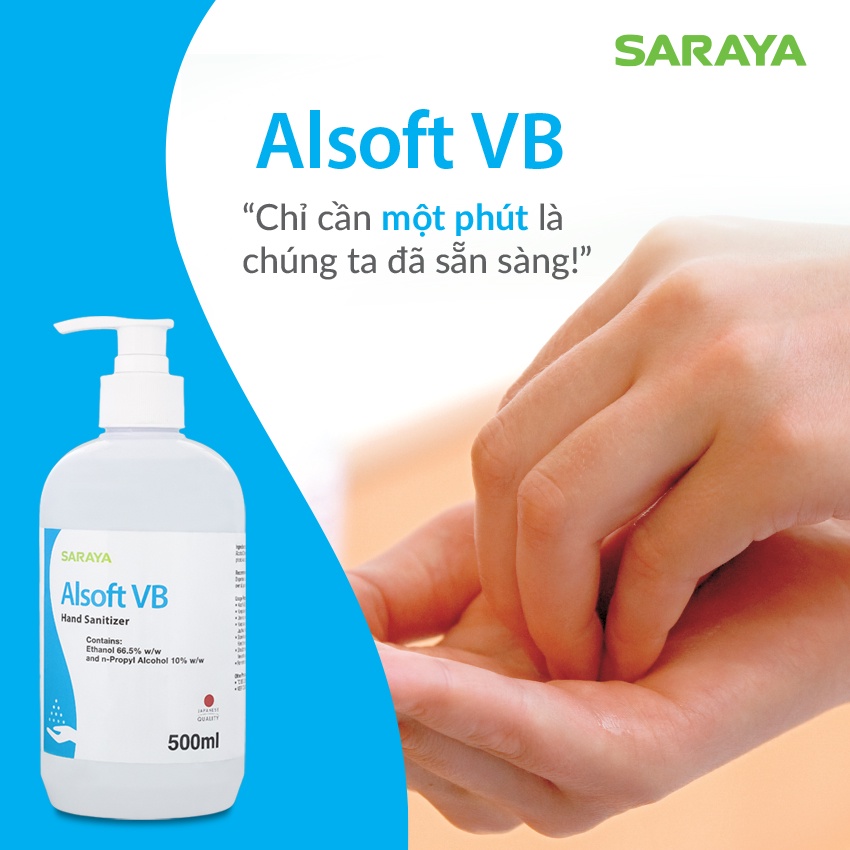 Cồn Sát Khuẩn Tay Nhanh THƯỜNG QUY Và NGOẠI KHOA SARAYA ALSOFT VB - 500ML