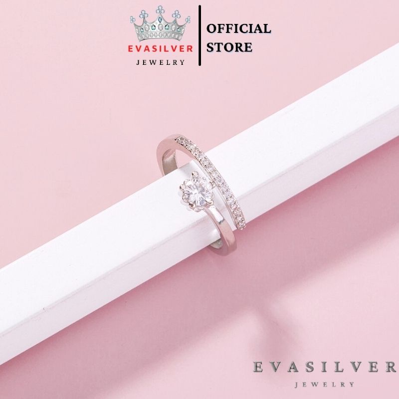 Nhẫn bạc nữ kiểu hở đuôi cáo, nhẫn bạc Free size đính đá sang trọng - Trang sức Bạc Evasilver