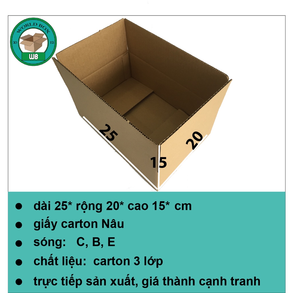 Thùng hộp đóng hàng 25x20x15 bộ 10 không in