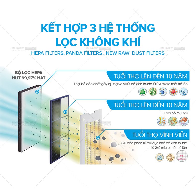 [Mã ELBAU7 giảm 7% đến 1TR]Máy Lọc Không Khí Tạo Ion, Lọc &amp; Tạo Ẩm Sharp KC-G40EV-W Inverter BH 12 Tháng