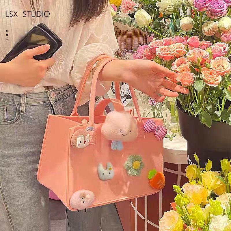 Túi nỉ vải xốp đứng dáng fom cứng cáp siêu nhẹ kèm họa tiết hoạt hình mẹ và bé đều dùng được sz 30x20