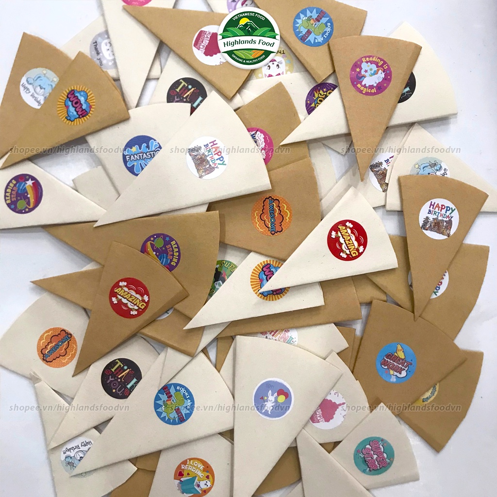 Đế Giấy Quấn Vỏ Kem Ốc Quế - 50 Cái Hình Ngẫu Nhiên - KT: 4.5x8cm - 5.5x11cm