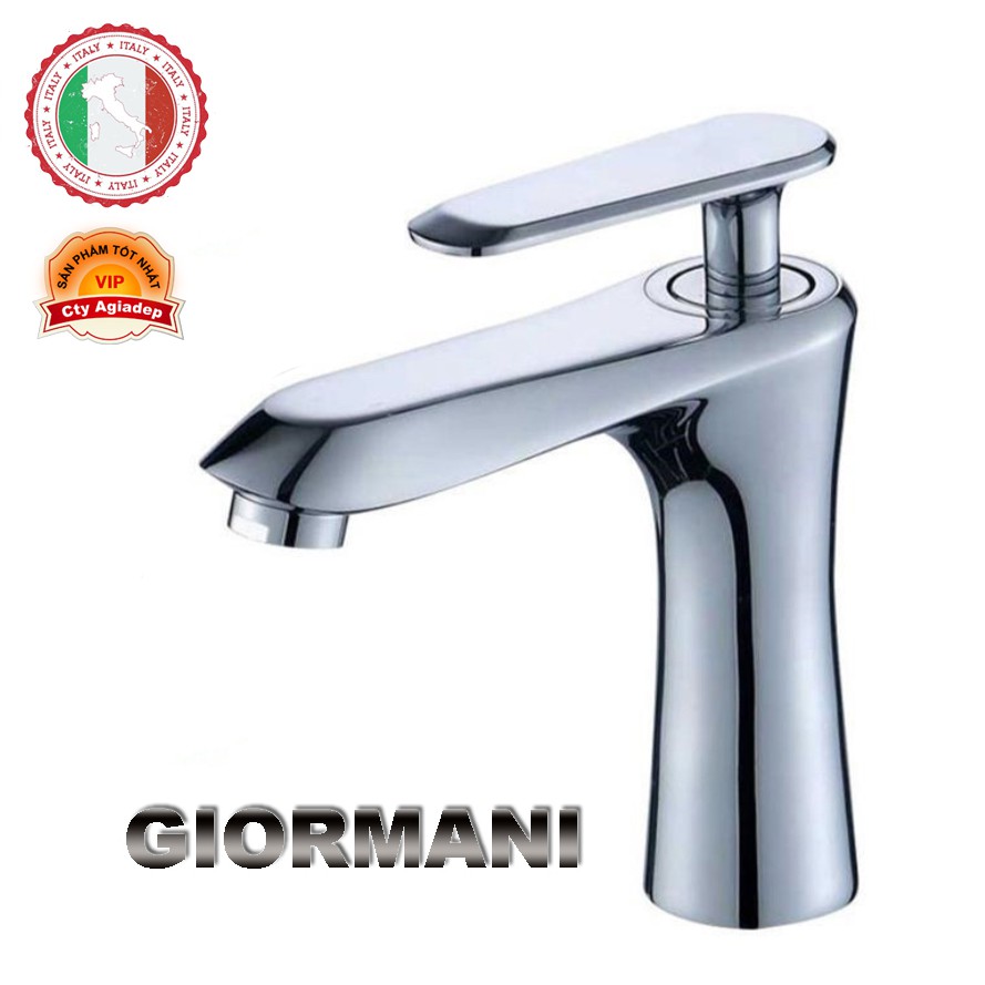 Vòi Lavabo GIORMANI ITALIA Vòi bồn rửa cao cấp bóng đẹp + Đôi dây cấp (Kiểu tròn cách tân)