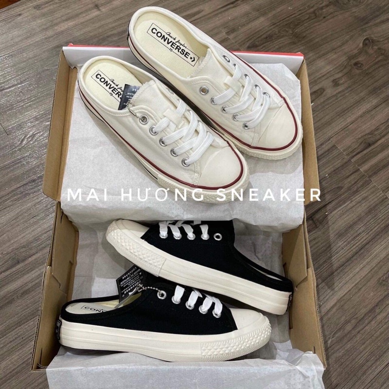 Giày thể thao nam nữ sneker - Sục convesre đen trắng , đạp gót hàng 11 full box full bill