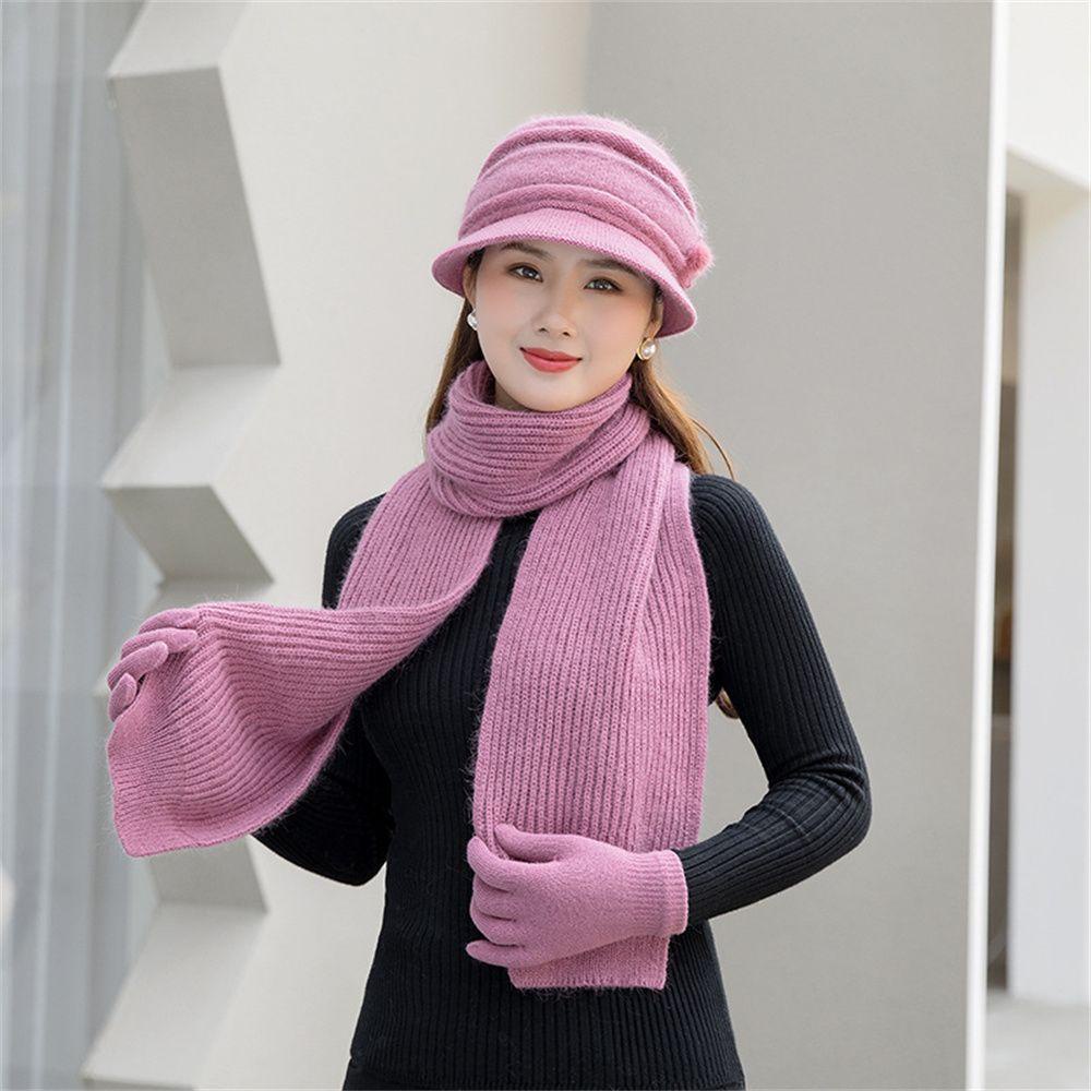 EUTUS Set 3 Mũ Len Kèm Khăn Choàng Cổ Thời Trang Mùa Đông