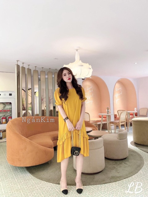 Váy cotton đuôi cá tay bồng