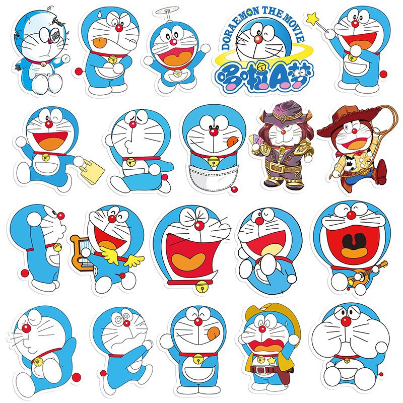 Sticker doremon mèo ú, Bộ sticker doremon cute dán trang trí laptop, mũ nón bảo hiểm, vali