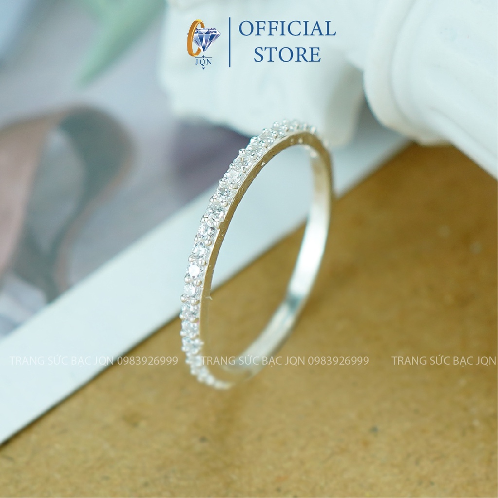 Nhẫn Bạc Nữ JQN Mẫu Nhẫn Một Hàng Đá Nhỏ Cực Xinh N02