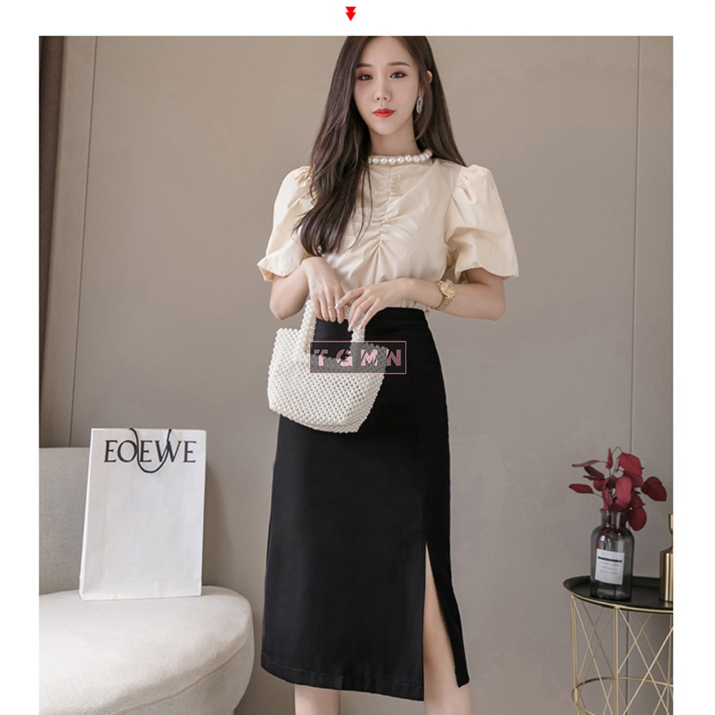 Chân váy dài ulzzang phong cách Hàn Quốc, chân váy chữ a dài xẻ tà | BigBuy360 - bigbuy360.vn