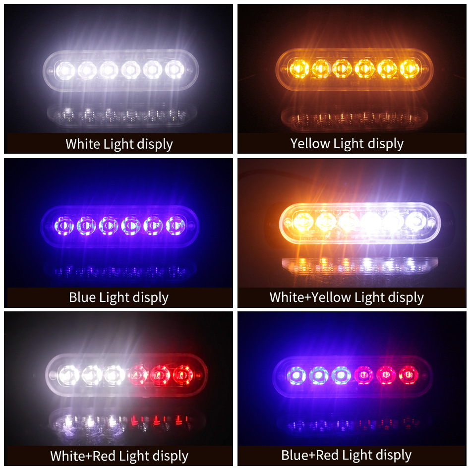1 Thanh 6 Đèn Led Báo Tín Hiệu Khẩn Cấp Cho Xe Hơi / Xe Máy 12v-24v