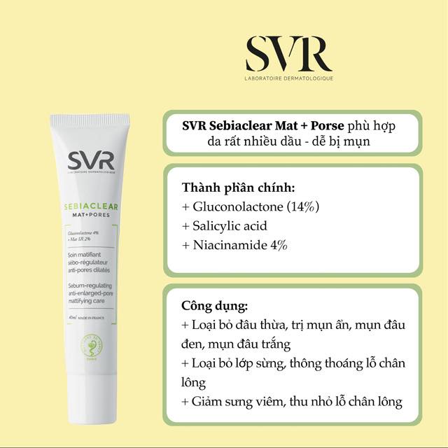 Kem dưỡng SVR Sebiaclear Mat + Pores - 40 ml