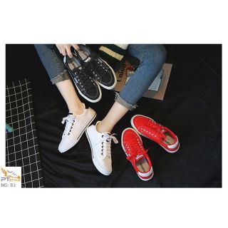 Giày Bata nữ 3 màu đen đỏ trắng - Mã B2