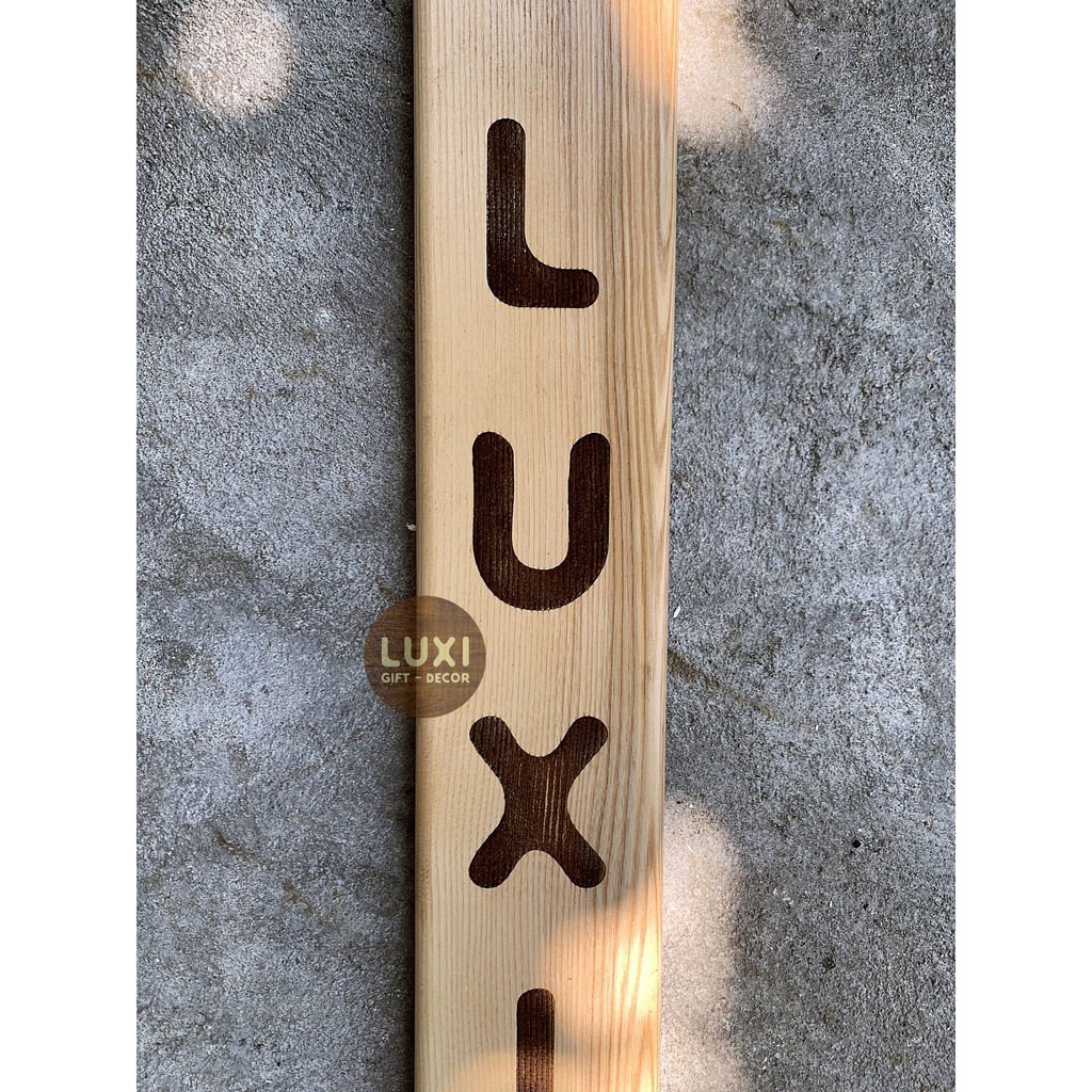 Tay nắm gỗ cho các loại cửa kính, khắc nội dung theo yêu cầu (Gỗ sồi/oak) LUXI decor