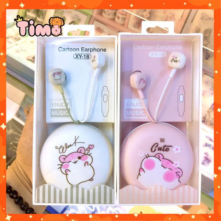 Tai Nghe Dễ Thương Cute  Nhét Tai Âm Thanh Hay Có Mic Kèm Hộp Đựng Xinh Hỗ Trợ  Điện Thoại Android Iphone Samsung Laptop