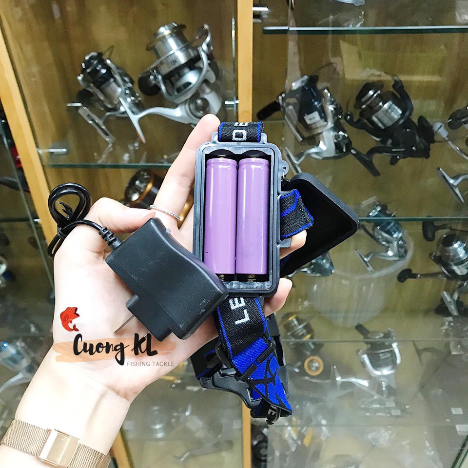 Đèn led đeo đầu sạc điện viền xanh