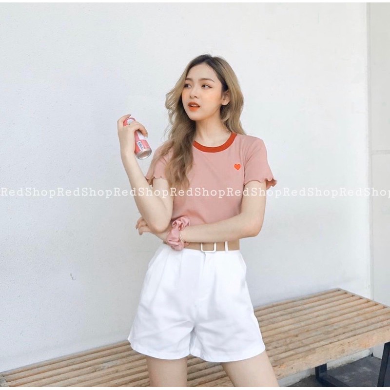 áo thun borip phối màu thêu tim