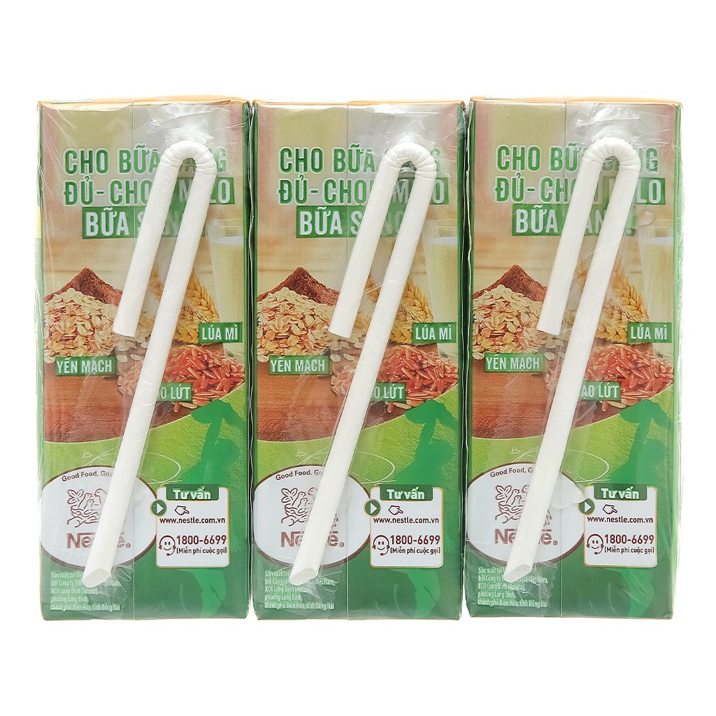 Sữa Milo Bữa Sáng Lúa Mạch Ngũ Cốc 180ml Lốc 3 Hộp