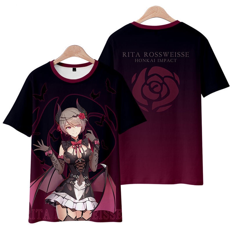 Áo Thun Tay Ngắn Dáng Rộng In Họa Tiết Honkai Va Chạm 3 Fu Hua / Seele Vollerei / Rita Rossweisse 2022 Phong Cách Nhật Bản Thời Trang Unisex