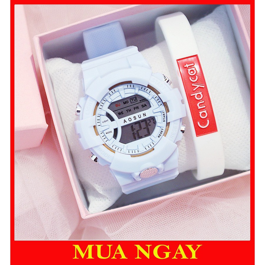 Đồng hồ nam nữ điện tử dây cao su Aosun chống nước DH107 | BigBuy360 - bigbuy360.vn