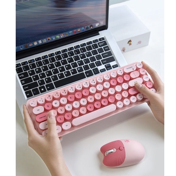 Bàn phím và chuột không dây MOFII MINI I kết nối bằng chip USB 2.4 GHz màu sắc dễ thương, thiết kế mini size nhỏ gọn -NK