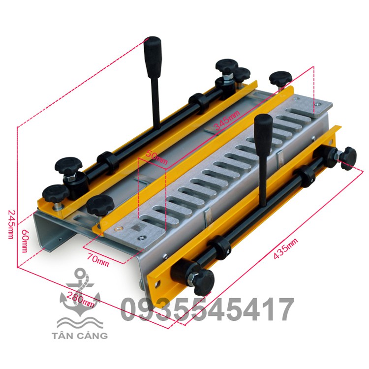 Combo Cữ Làm Mộng Gỗ Đuôi Én Sanheng + Mũi Phay Đuôi Én + Collet Chuyển