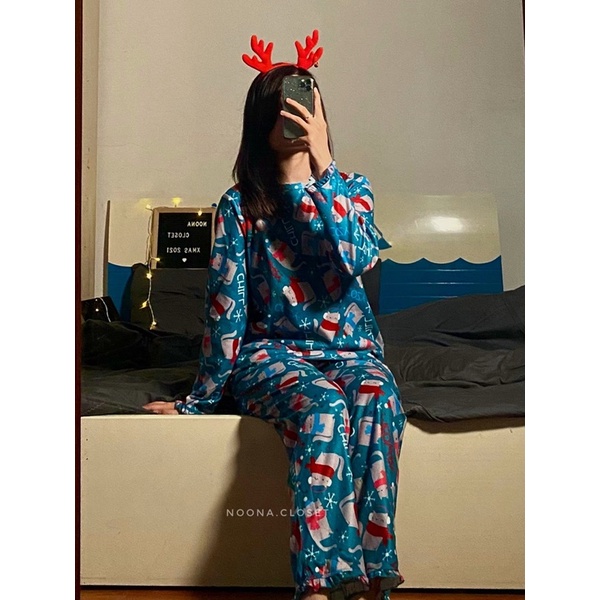 Bộ nỉ bông hoạ tiết giáng sinh